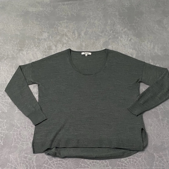 Madewell Southstar Sweater Womens S Green Boxy Wool Blend Knit Pullover Top - Picture 1 of 6